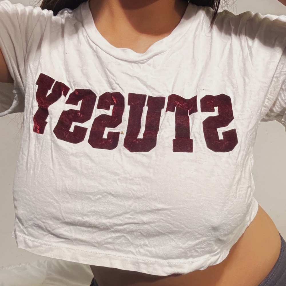 trendy stussy crop top